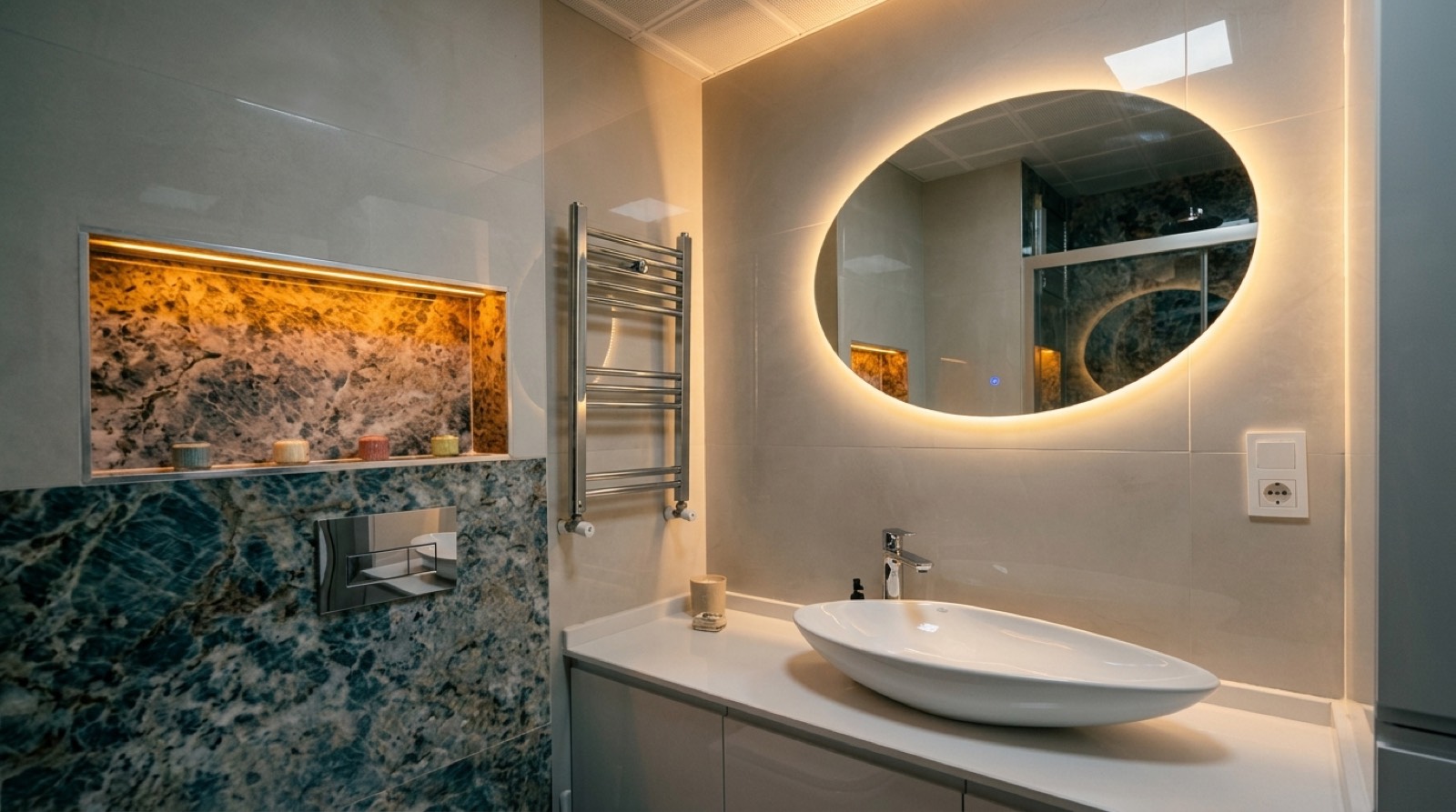 Banyo dolabı ve Hilton lavabo
